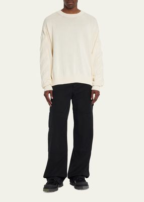 Men's Embossed Diagonal-Sleeve Sweater