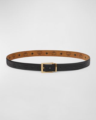 Men's Embossed Monogram Leather Reversible Belt