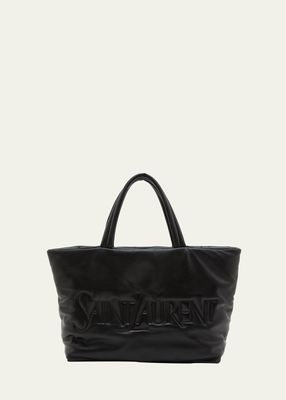 Men's Embossed Padded Leather Tote Bag