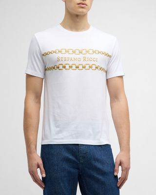 Men's Embroidered Chain Logo T-Shirt