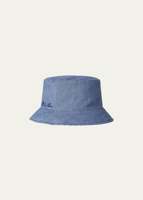 Men's Embroidered Chambray Bucket Hat