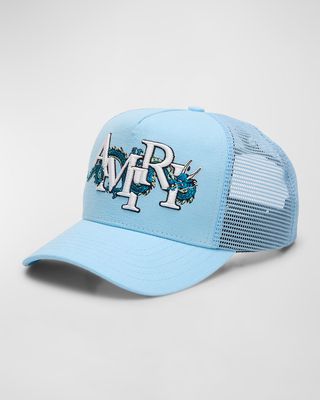 Men's Embroidered Dragon Logo Trucker Hat
