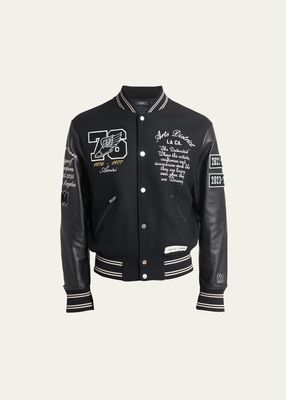 Men's Embroidered Eagle Applique Varsity Jacket