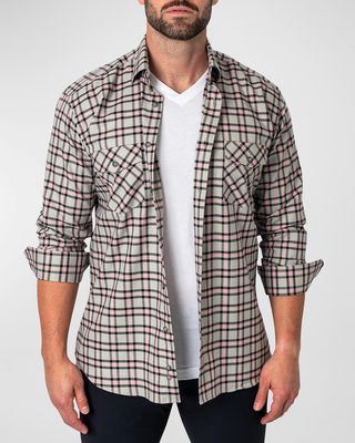 Men's Embroidered Flannel Sport Shirt