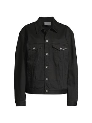 Men's Embroidered Logo Denim Jacket - Black - Size Small