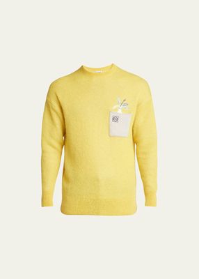 Men's Embroidered Pocket Mohair-Blend Sweater