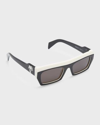 Men's Empire Bicolor Acetate Rectangle Sunglasses