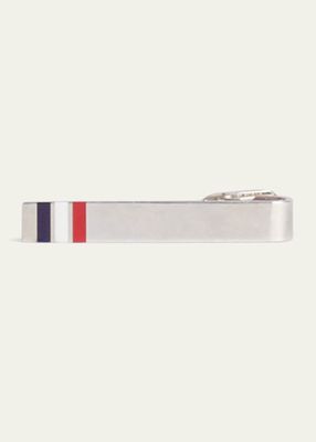 Men's Enamel Stripe Sterling Silver Long Tie Bar