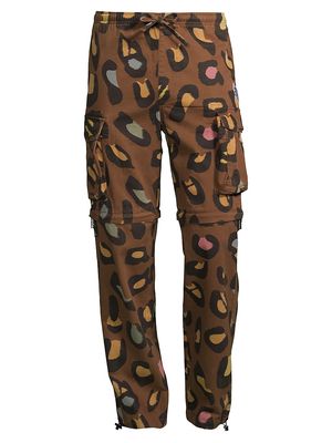 Men's Endangered Leopard-Printed Cargo Pants - Bison - Size Small - Bison - Size Small