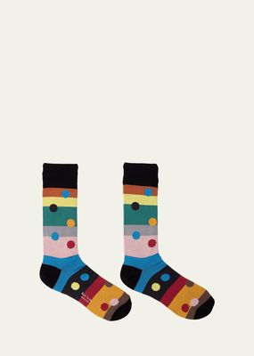 Men's Enrique Stripe Polka Dot Crew Socks