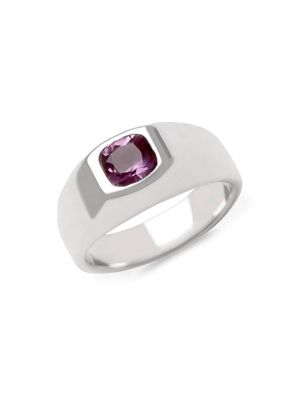 Men's Essentials Amethyst Signet Ring - Silver - Size 10 - Silver - Size 10