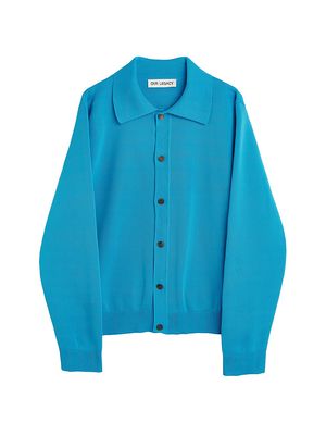 Men's Evening Polo Cardigan - Circuit Blue - Size 46 - Circuit Blue - Size 46