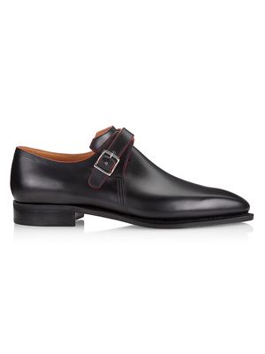 Men's Evening Wedding Occasion Weekend Arca Leather Monk-Strap Shoes - Black - Size 8.5 - Black - Size 8.5