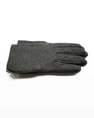 Men's Fabric-Leather Zip Gloves