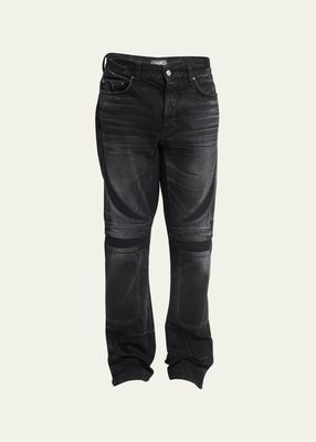 Men's Faded Jeans with Mesh Inserts