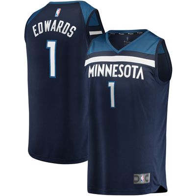 Men's Fanatics Branded Anthony Edwards Navy Minnesota Timberwolves 2020 NBA Draft First Round Pick Fast Break Replica Jersey - Icon Edition