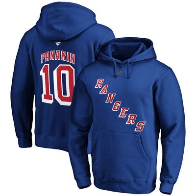 Men's Fanatics Branded Artemi Panarin Blue New York Rangers Authentic Stack Player Name & Number Fitted Pullover Hoodie