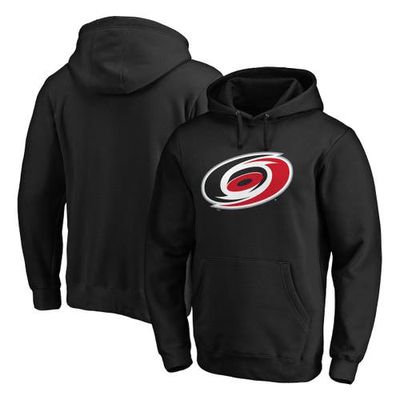 Men's Fanatics Branded Black Carolina Hurricanes Primary Team Logo Fleece Fitted Pullover Hoodie