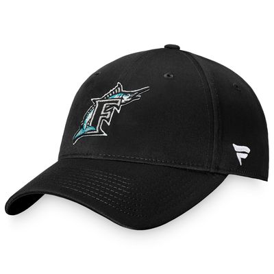 Men's Fanatics Branded Black Florida Marlins Cooperstown Collection Core Adjustable Hat