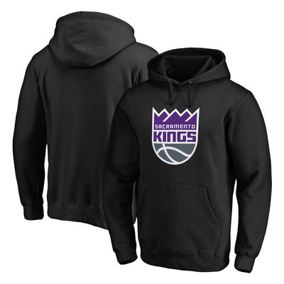 Men's Fanatics Branded Black Sacramento Kings Icon Primary Logo Fitted Pullover Hoodie