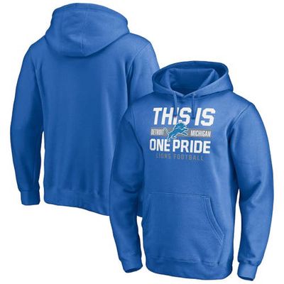 Men's Fanatics Branded Blue Detroit Lions Hometown Collection This is One Pride Fitted Pullover Hoodie