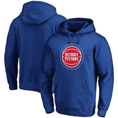 Men's Fanatics Branded Blue Detroit Pistons Icon Primary Logo Fitted Pullover Hoodie