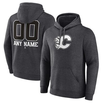 Men's Fanatics Branded Charcoal Calgary Flames Monochrome Personalized Name & Number Pullover Hoodie