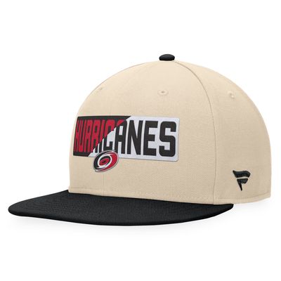 Men's Fanatics Branded Cream/Black Carolina Hurricanes Goalaso Snapback Hat