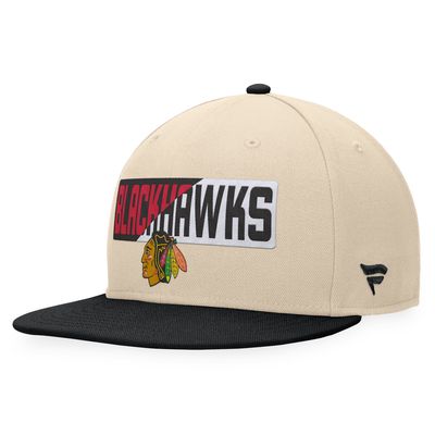 Men's Fanatics Branded Cream/Black Chicago Blackhawks Goalaso Snapback Hat