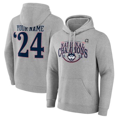 Men's Fanatics Branded Gray UConn Huskies 2024 NCAA Men's Basketball National Champions Personalized Legacy Skill Pullover Hoodie