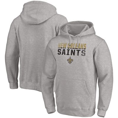 Men's Fanatics Branded Heather Gray New Orleans Saints Fade Out Fitted Pullover Hoodie