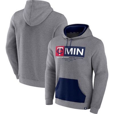 Men's Fanatics Branded Heathered Gray Minnesota Twins Iconic Steppin Up Fleece Pullover Hoodie in Heather Gray