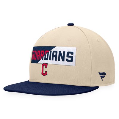 Men's Fanatics Branded Khaki/Navy Cleveland Guardians Cycle Snapback Hat