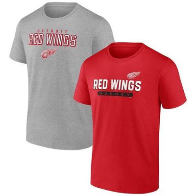 Men's Fanatics Branded Red/Heathered Gray Detroit Red Wings 2-Pack T-Shirt Set