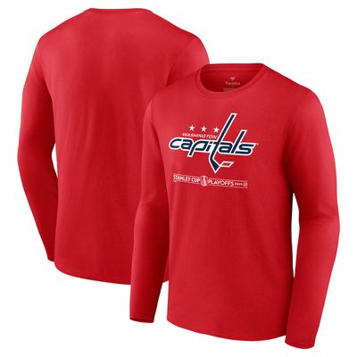 Men's Fanatics Branded Red Washington Capitals 2024 Stanley Cup Playoffs Breakout Long Sleeve T-Shirt