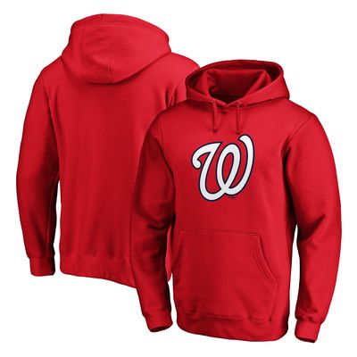 Men's Fanatics Branded Red Washington Nationals Official Logo Fitted Pullover Hoodie