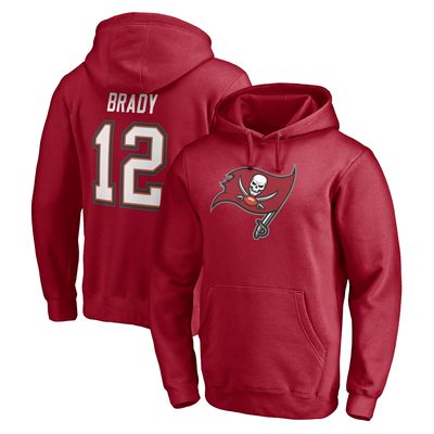 Men's Fanatics Branded Tom Brady Red Tampa Bay Buccaneers Player Icon Name & Number Pullover Hoodie