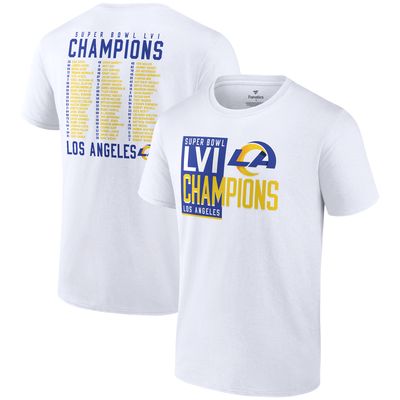 Men's Fanatics Branded White Los Angeles Rams Super Bowl LVI Champions Roster T-Shirt