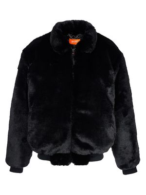 Men's Faux Fur Blouson Jacket - Black - Size Small - Black - Size Small