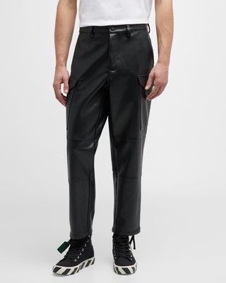 Men's Faux-Leather Cargo Pants