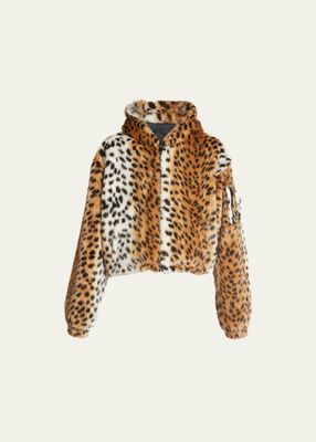 Men's Faux Leopard Fur Blouson Jacket