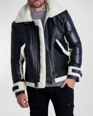 Men's Faux-Shearling Fabric-Blocked Jacket