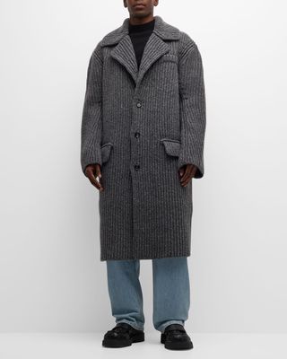Men's Felted Wool Ribbed Overcoat