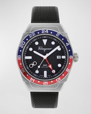 Men's Ferragamo SLX GMT Silicone Strap Watch, 43mm