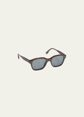 Men's FF-Lens Bi-Layer Acetate Square Sunglasses