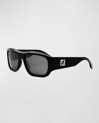Men's FF Logo Rectangle Sunglasses