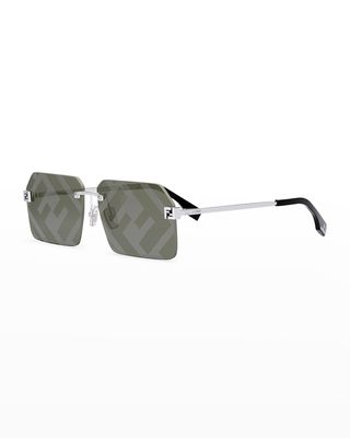 Men's FF-Monogram Square Sunglasses