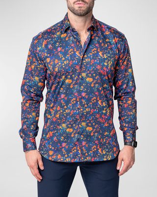 Men's Fibonacci Paint Splatter Sport Shirt