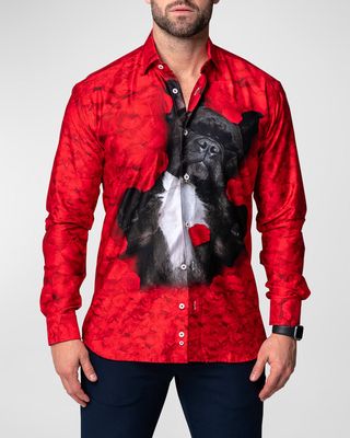 Men's Fibonacci Valentine's Dog Sport Shirt