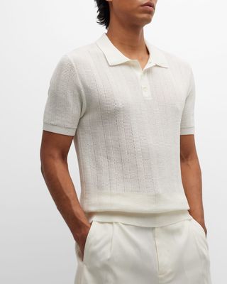 Men's Fine-Knit Linen Blend Polo Shirt
